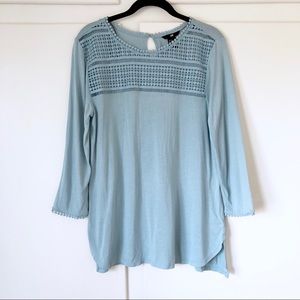 New H&M Blouse Quarter Sleeves Crochet Detail